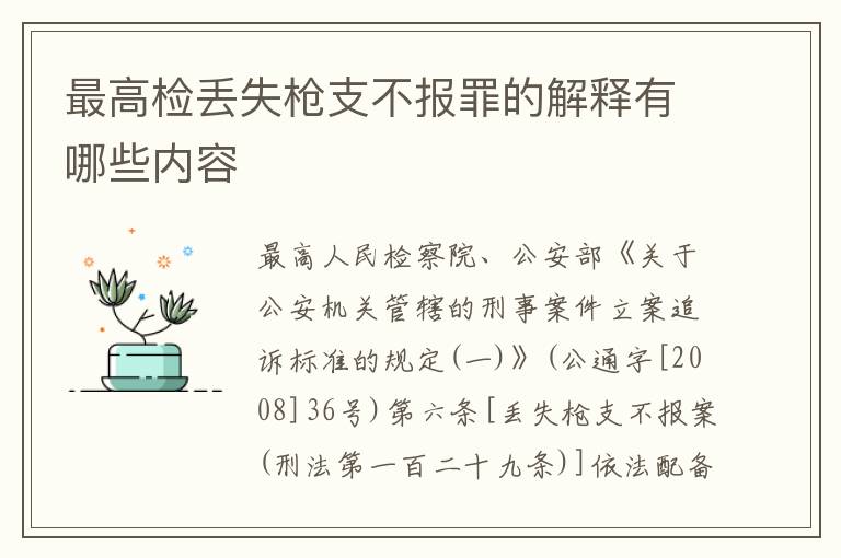 最高检丢失枪支不报罪的解释有哪些内容