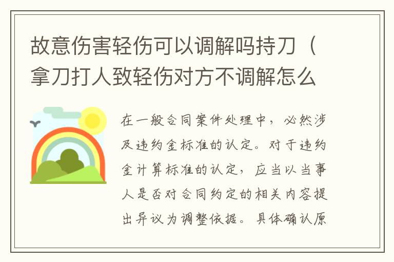 故意伤害轻伤可以调解吗持刀（拿刀打人致轻伤对方不调解怎么判）