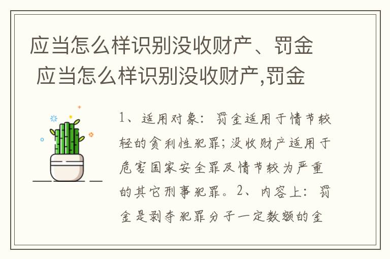 应当怎么样识别没收财产、罚金 应当怎么样识别没收财产,罚金的情形