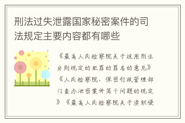 刑法过失泄露国家秘密案件的司法规定主要内容都有哪些