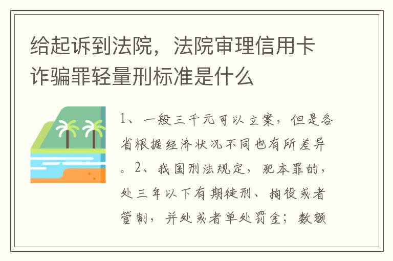 给起诉到法院，法院审理信用卡诈骗罪轻量刑标准是什么