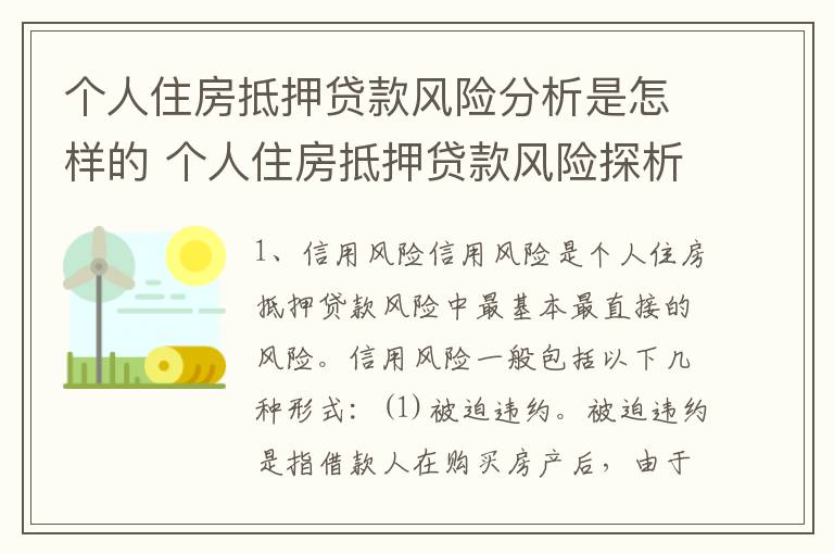 个人住房抵押贷款风险分析是怎样的 个人住房抵押贷款风险探析