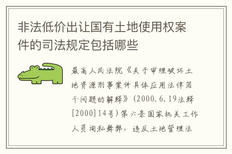 非法低价出让国有土地使用权案件的司法规定包括哪些