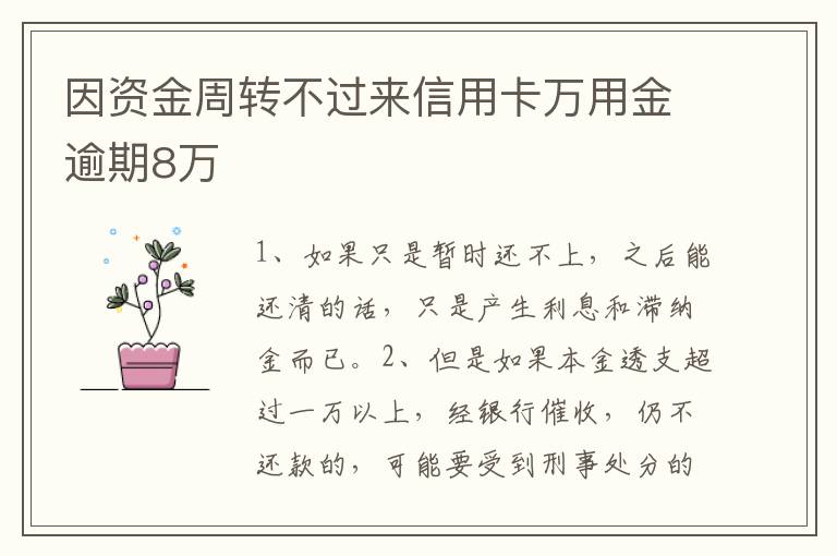 因资金周转不过来信用卡万用金逾期8万