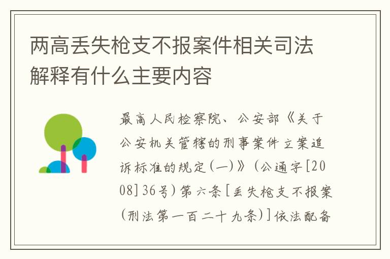 两高丢失枪支不报案件相关司法解释有什么主要内容