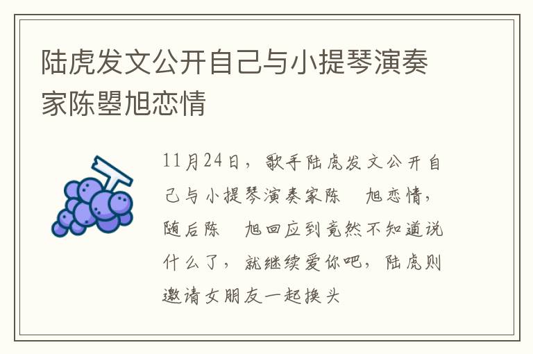 陆虎发文公开自己与小提琴演奏家陈曌旭恋情