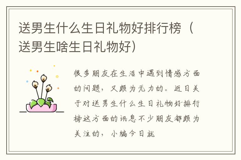 送男生什么生日礼物好排行榜（送男生啥生日礼物好）