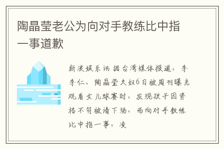 陶晶莹老公为向对手教练比中指一事道歉