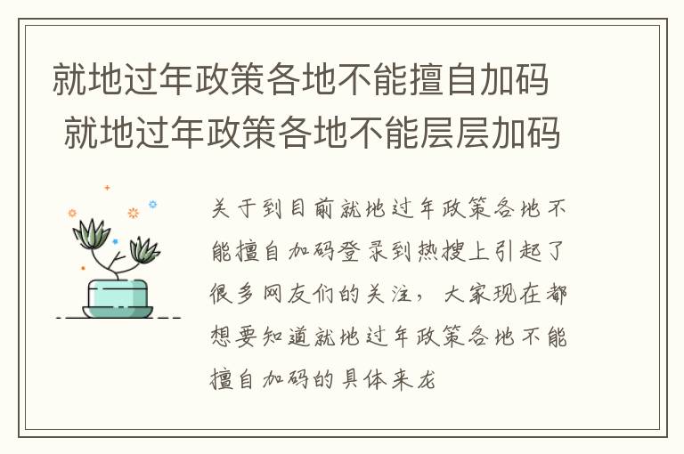 就地过年政策各地不能擅自加码 就地过年政策各地不能层层加码