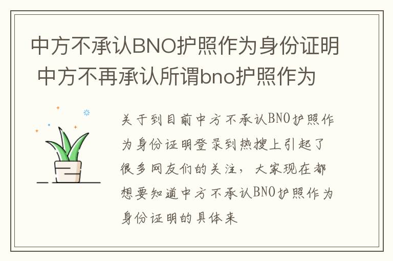 中方不承认BNO护照作为身份证明 中方不再承认所谓bno护照作为旅行证件和身份证明