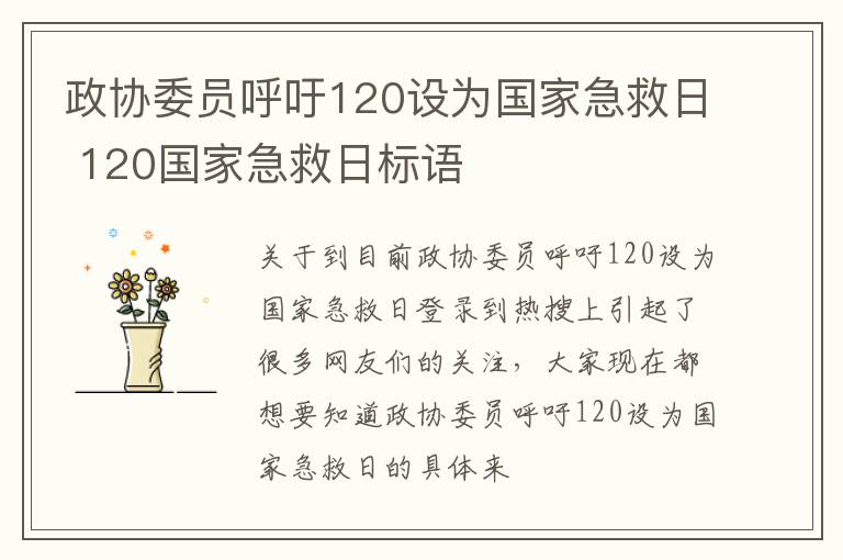 政协委员呼吁120设为国家急救日 120国家急救日标语