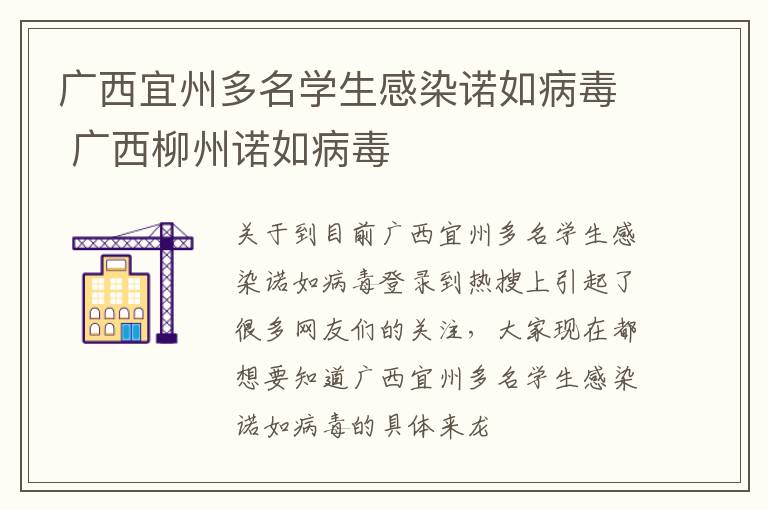 广西宜州多名学生感染诺如病毒 广西柳州诺如病毒