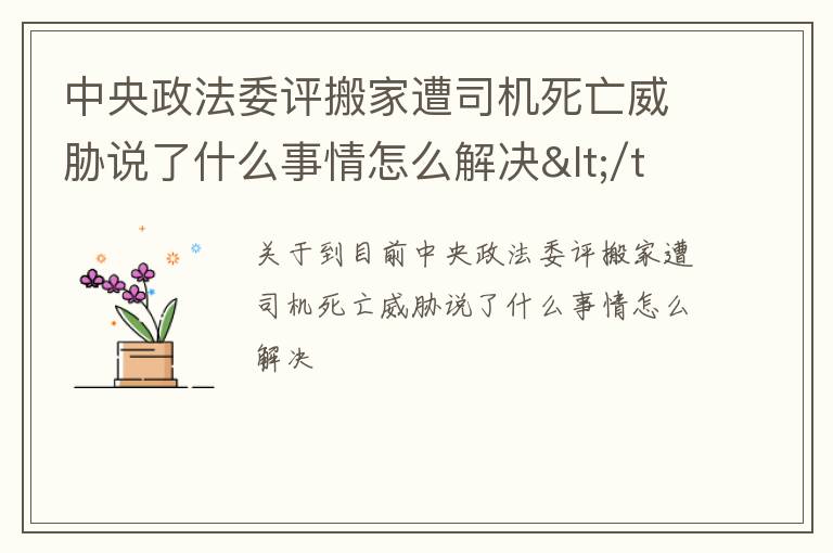 中央政法委评搬家遭司机死亡威胁说了什么事情怎么解决</title>
<meta