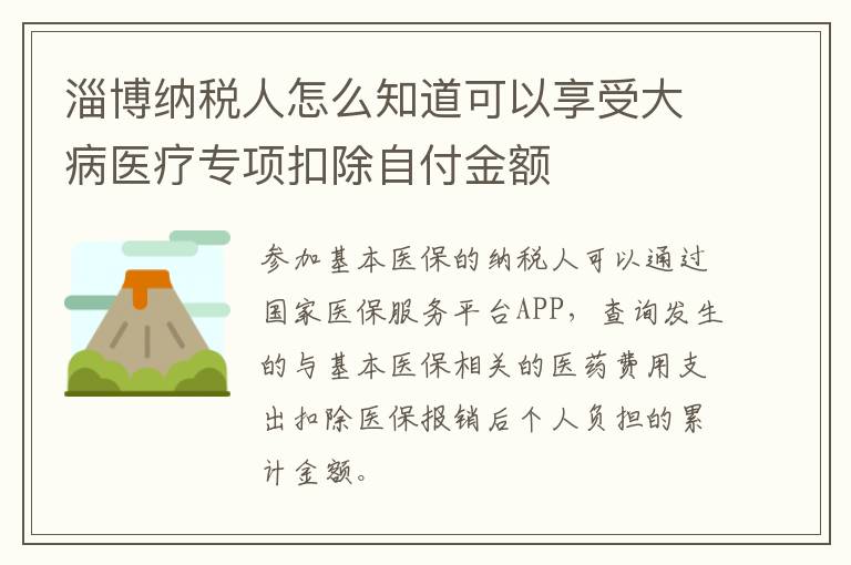 淄博纳税人怎么知道可以享受大病医疗专项扣除自付金额