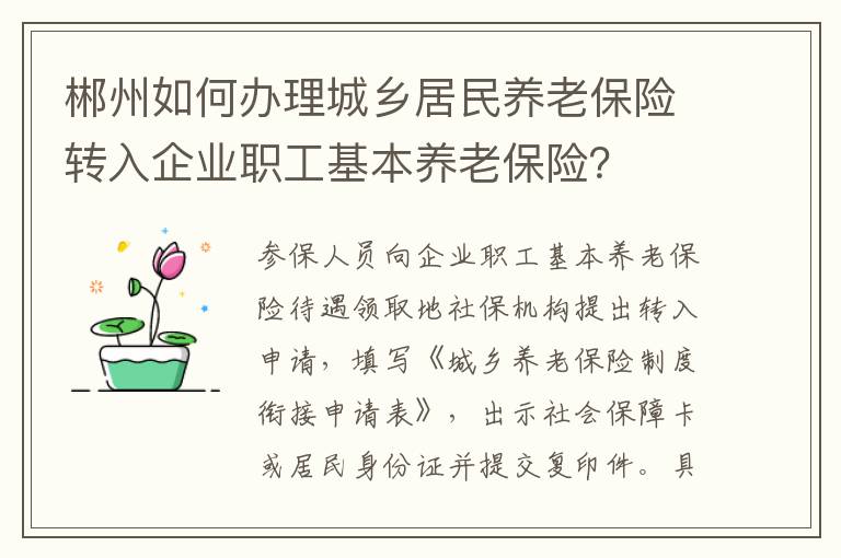 郴州如何办理城乡居民养老保险转入企业职工基本养老保险？