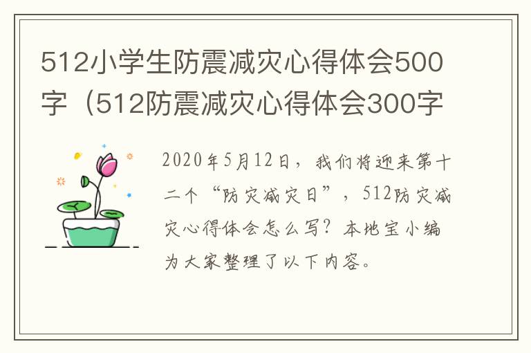 512小学生防震减灾心得体会500字（512防震减灾心得体会300字）