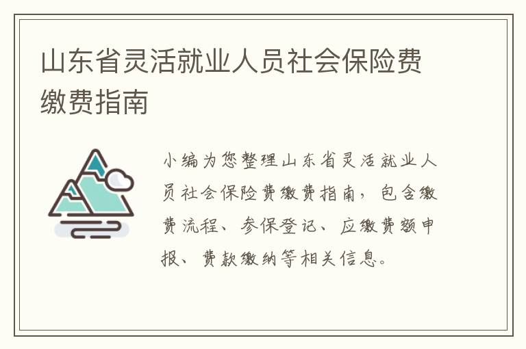 山东省灵活就业人员社会保险费缴费指南