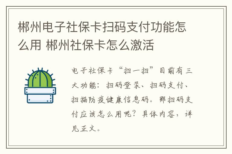 郴州电子社保卡扫码支付功能怎么用 郴州社保卡怎么激活