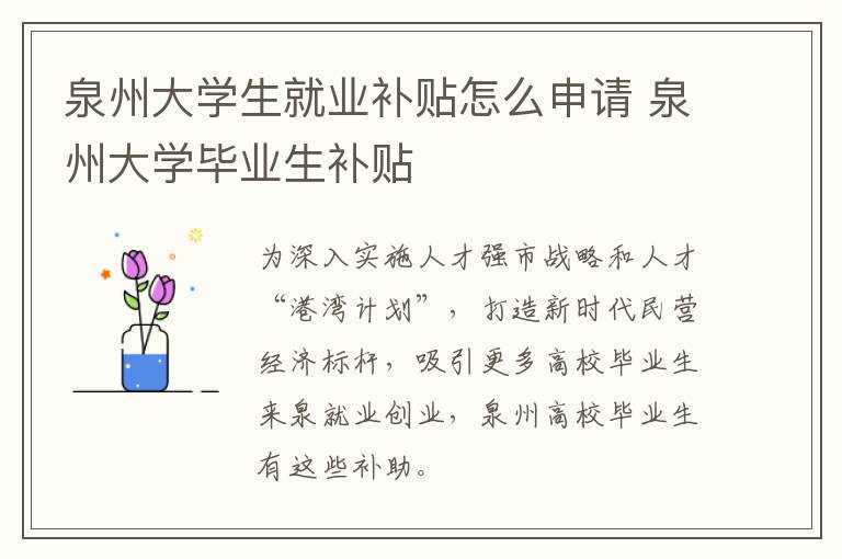 泉州大学生就业补贴怎么申请 泉州大学毕业生补贴