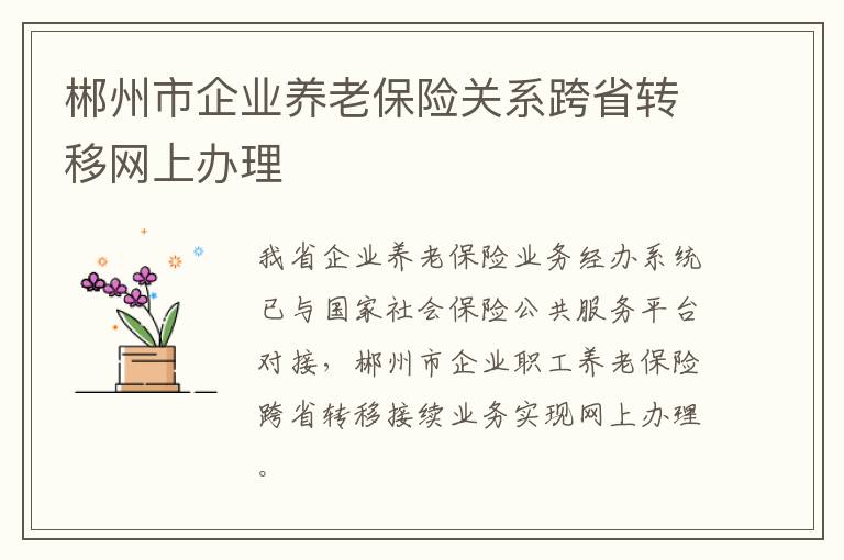 郴州市企业养老保险关系跨省转移网上办理