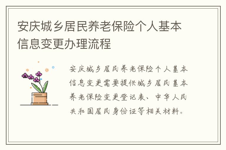 安庆城乡居民养老保险个人基本信息变更办理流程