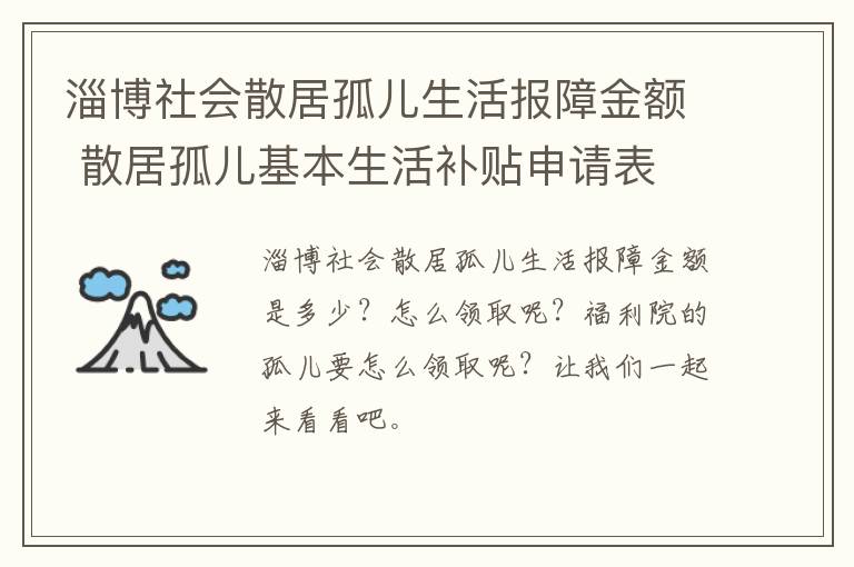 淄博社会散居孤儿生活报障金额 散居孤儿基本生活补贴申请表