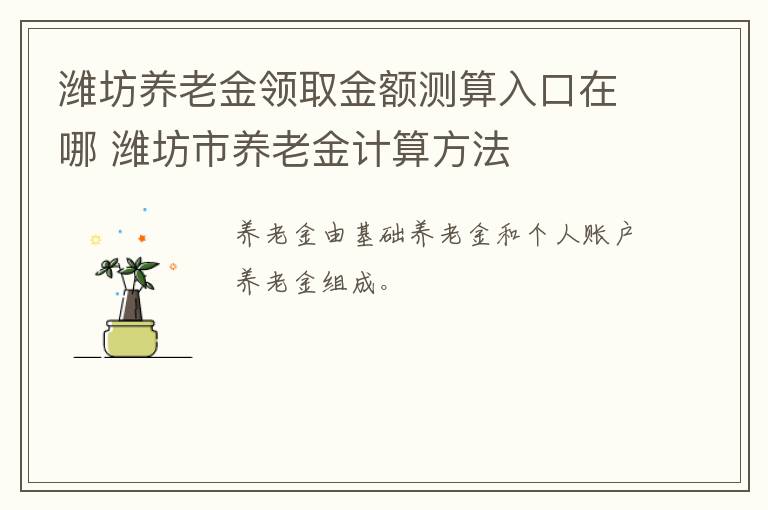 潍坊养老金领取金额测算入口在哪 潍坊市养老金计算方法