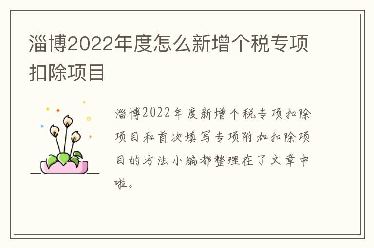 淄博2022年度怎么新增个税专项扣除项目