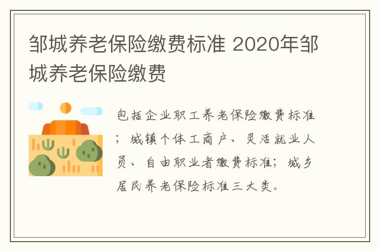 邹城养老保险缴费标准 2020年邹城养老保险缴费