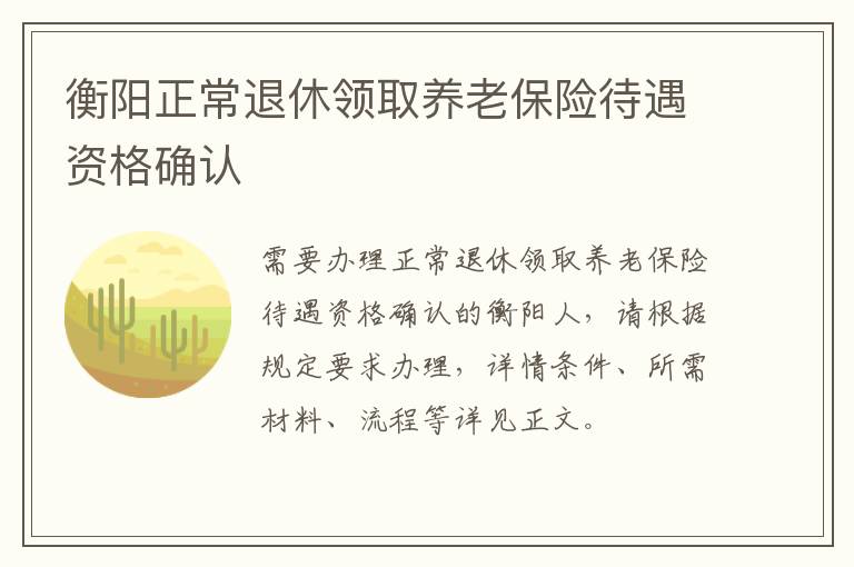 衡阳正常退休领取养老保险待遇资格确认