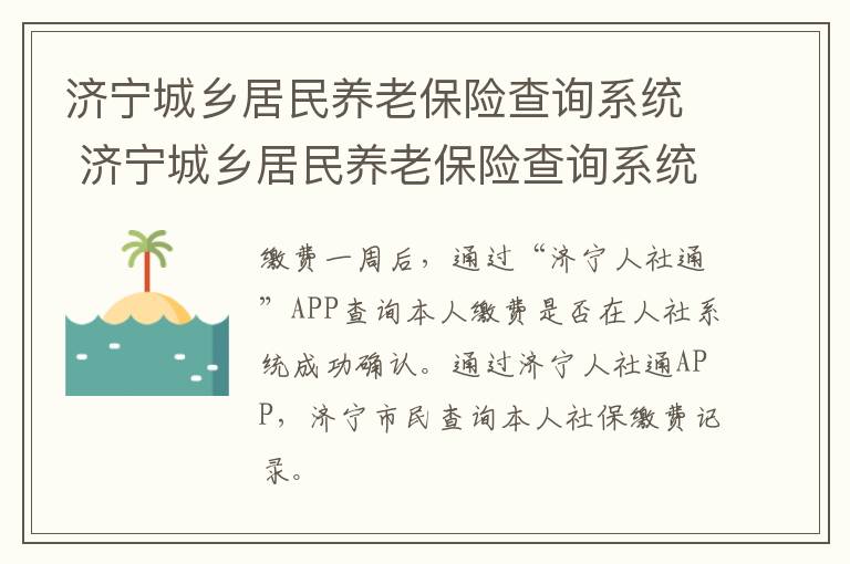 济宁城乡居民养老保险查询系统 济宁城乡居民养老保险查询系统