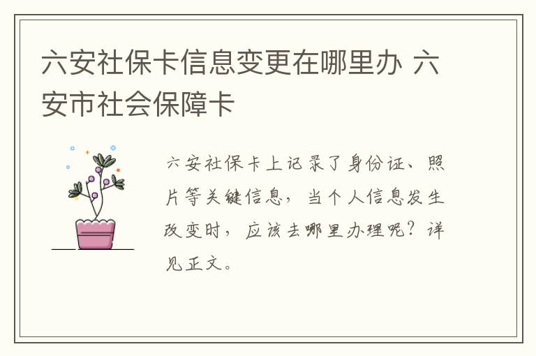 六安社保卡信息变更在哪里办 六安市社会保障卡