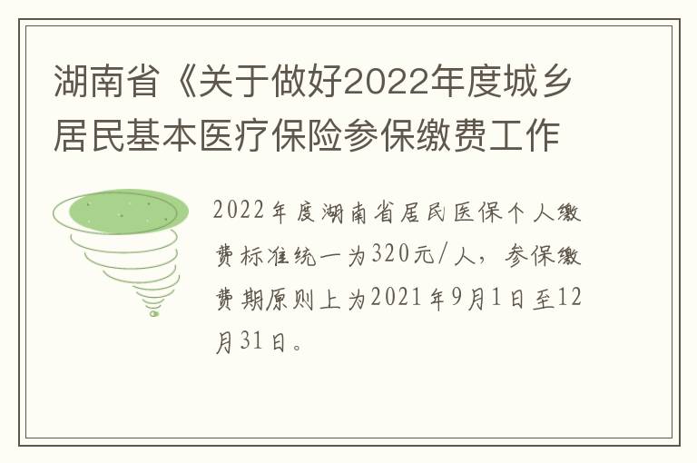 湖南省《关于做好2022年度城乡居民基本医疗保险参保缴费工作的通知》