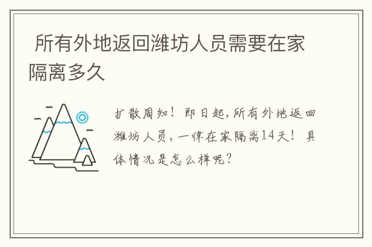  所有外地返回潍坊人员需要在家隔离多久