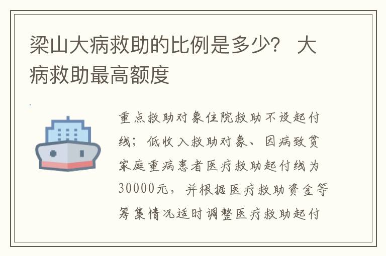 梁山大病救助的比例是多少？ 大病救助最高额度