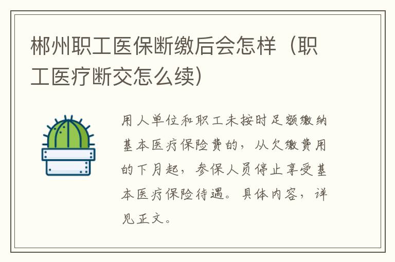 郴州职工医保断缴后会怎样（职工医疗断交怎么续）