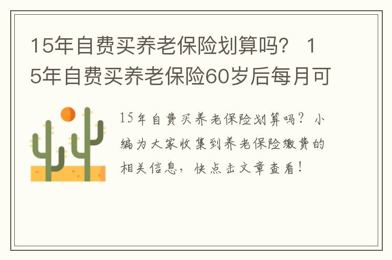 15年自费买养老保险划算吗？ 15年自费买养老保险60岁后每月可以领多少钱