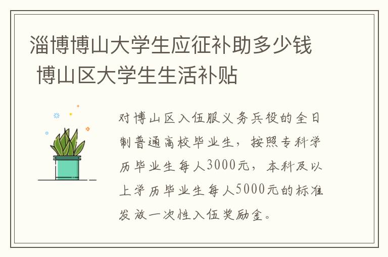 淄博博山大学生应征补助多少钱 博山区大学生生活补贴