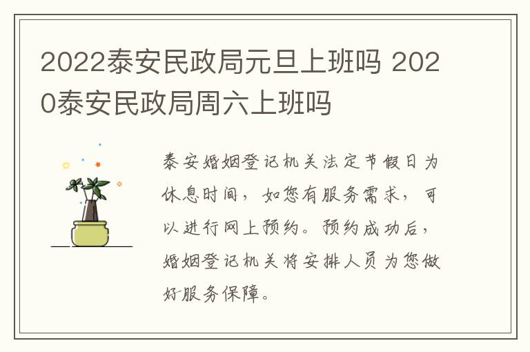 2022泰安民政局元旦上班吗 2020泰安民政局周六上班吗