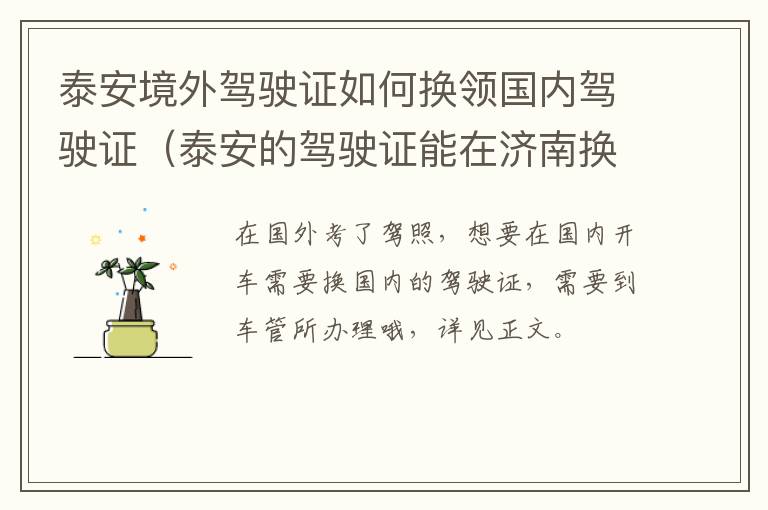 泰安境外驾驶证如何换领国内驾驶证（泰安的驾驶证能在济南换吗）