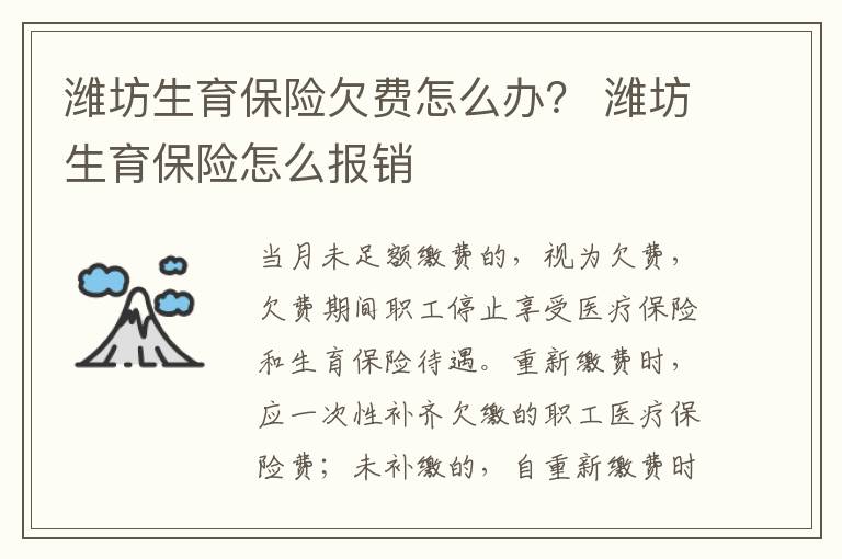 潍坊生育保险欠费怎么办？ 潍坊生育保险怎么报销