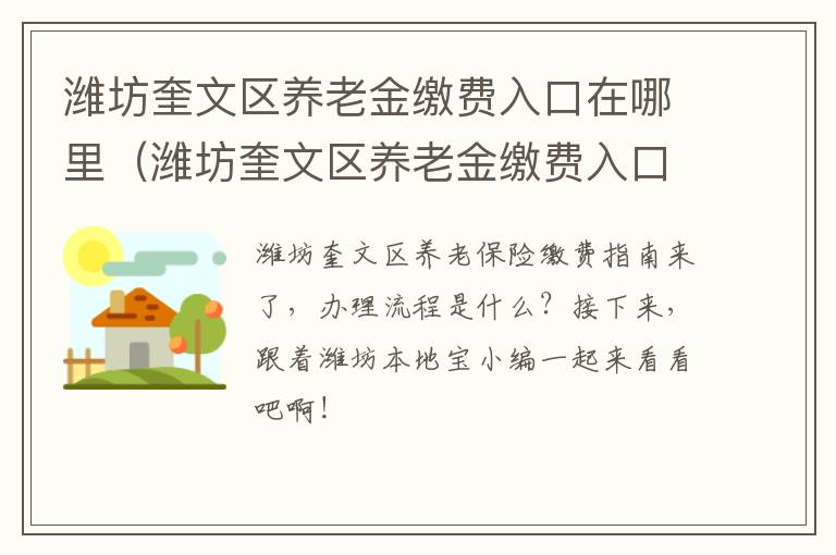 潍坊奎文区养老金缴费入口在哪里（潍坊奎文区养老金缴费入口在哪里啊）