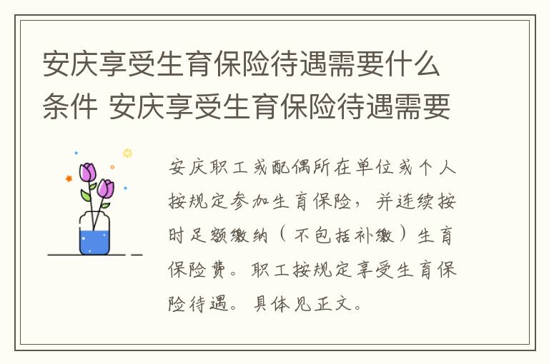 安庆享受生育保险待遇需要什么条件 安庆享受生育保险待遇需要什么条件才能办理