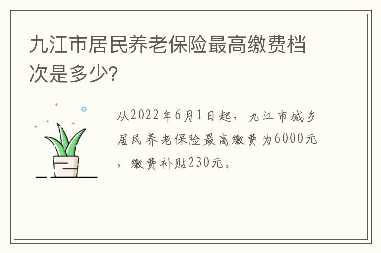 九江市居民养老保险最高缴费档次是多少？