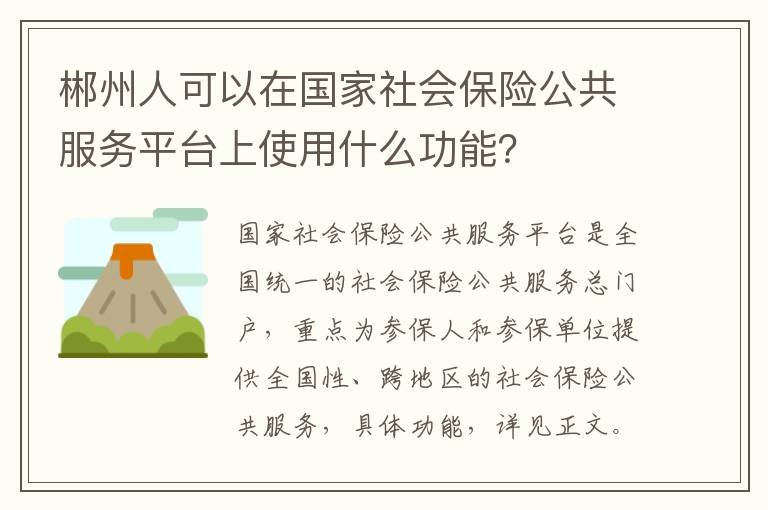 郴州人可以在国家社会保险公共服务平台上使用什么功能？