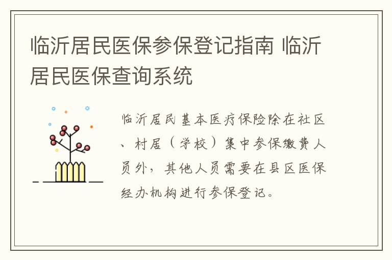 临沂居民医保参保登记指南 临沂居民医保查询系统