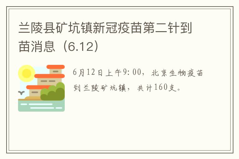 兰陵县矿坑镇新冠疫苗第二针到苗消息（6.12）