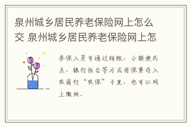 泉州城乡居民养老保险网上怎么交 泉州城乡居民养老保险网上怎么交费