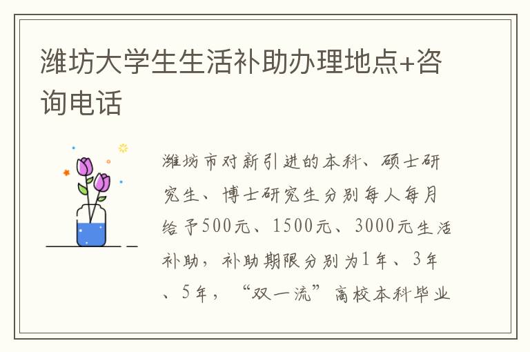 潍坊大学生生活补助办理地点+咨询电话