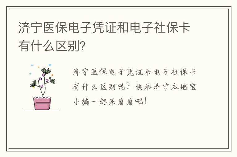 济宁医保电子凭证和电子社保卡有什么区别？